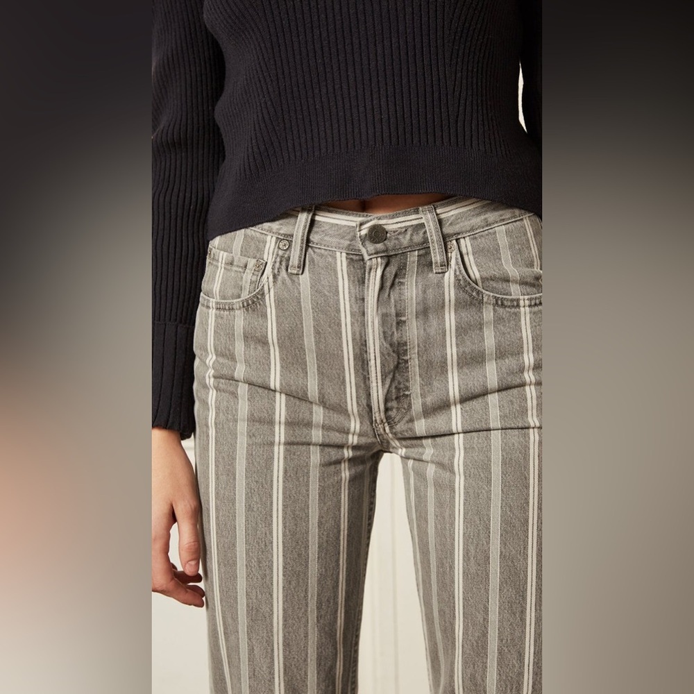 Boyish Tommy Jeans in Devil Is A Woman Gray Striped Cropped Straight, Size 28 - Picture 4 of 16